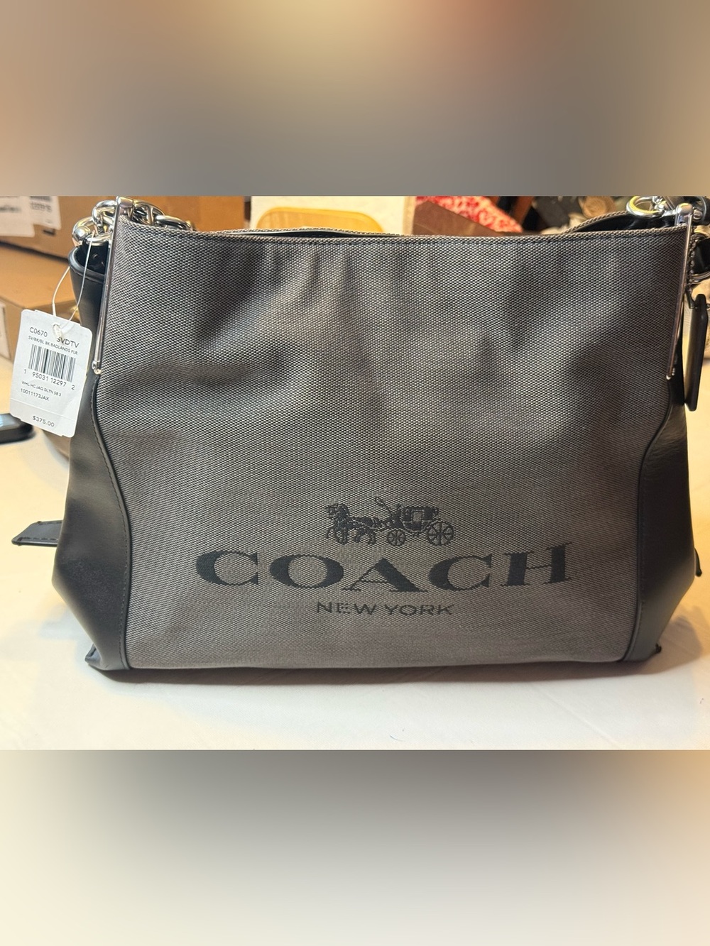 Gray Signature Shoulder Bag
